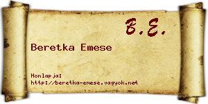 Beretka Emese névjegykártya